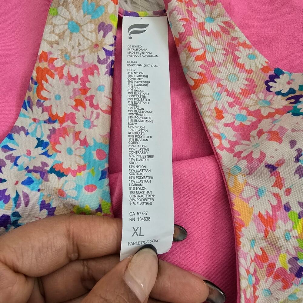 NWT Fabletics Harlyn Reversible Floral Midi Medium-Impact Sports Bra XL - Picture 7 of 11